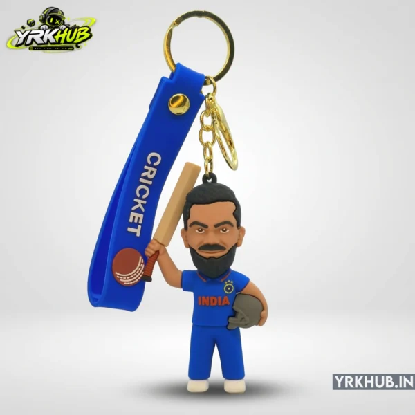 Cricket Player Keychain with Wrist Strap – Indian Cricket Inspired