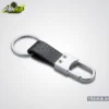 Black Leather Strap Metal Hook Keychain | Chrome Carabiner Key Clip