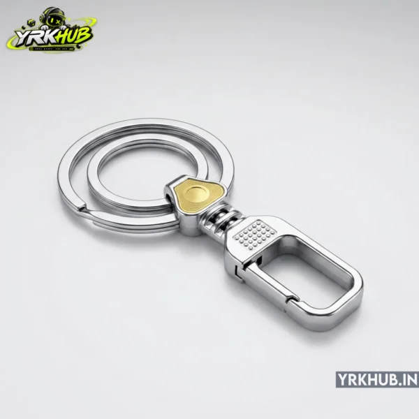 Heart Emblem Gold Accent Metal Carabiner Keychain with Double Ring