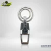 Antique Silver Double Ring Carabiner Keychain with Rubber Grip Hook