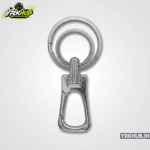 Silver Fluted Metal Carabiner Hook Keychain with Double Ring