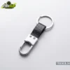 Black Leather Strap Metal Hook Keychain | Chrome Carabiner Key Clip - Image 2