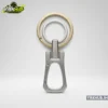 Two-Tone Gold Silver Fluted Carabiner Keychain with Double Ring