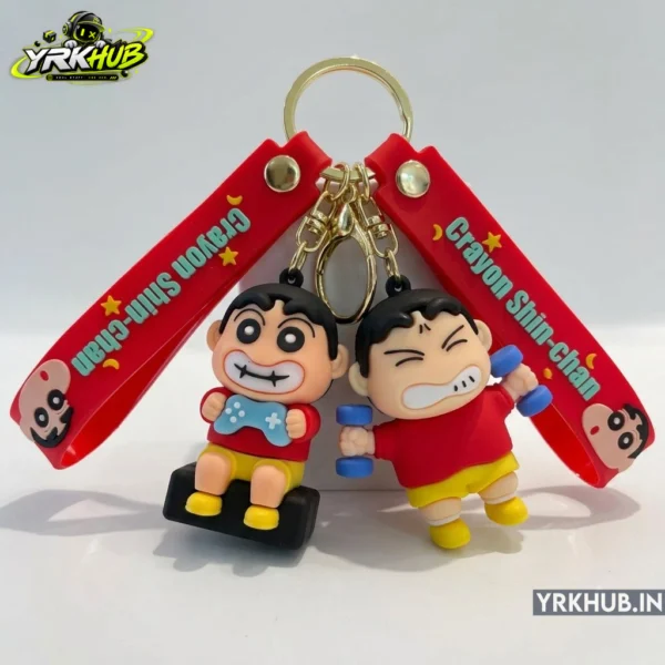 Cartoon Kid Duo Rubber Keychain with Double Wristlet Strap