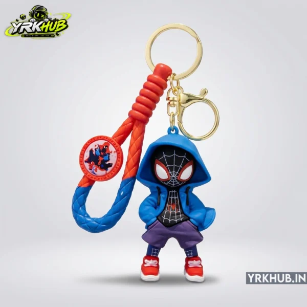 Spider Hero Kid Rubber Keychain with Braided Strap