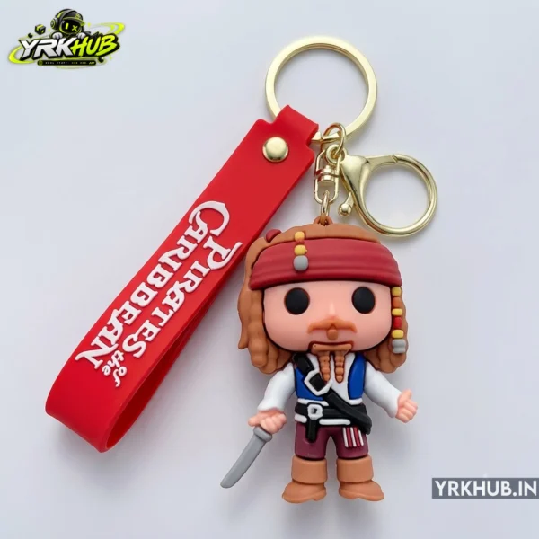 Pirate Captain Rubber Keychain with Strap