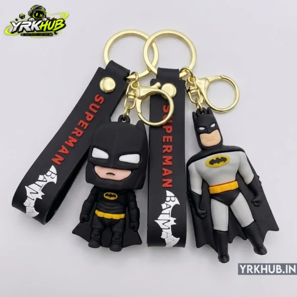 Caped Hero Chibi Style Rubber Keychain with Strap