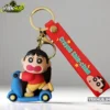Cartoon Kid on Scooter Rubber Keychain with Strap - Image 2